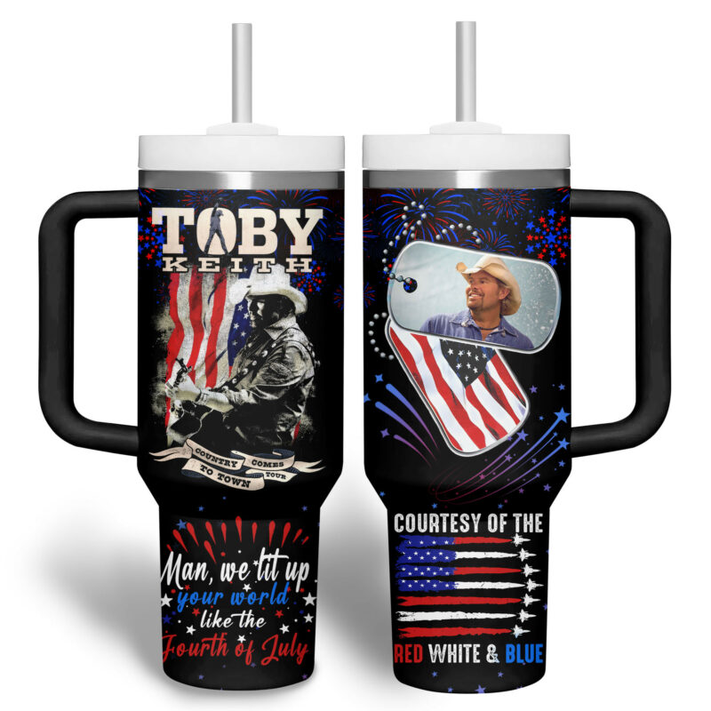 Toby Keith Music Custom Stanley Quencher 40oz Stainless Steel Tumbler With Handle - Threewoofs - Image 2