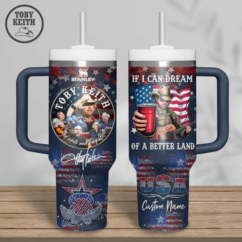 Toby Keith Music Custom Stanley Quencher 40oz Stainless Steel Tumbler With Handle - Threewoofs - Image 2