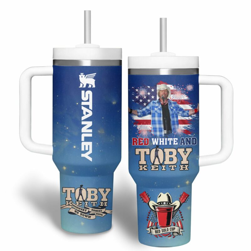 Toby Keith Music Custom Stanley Quencher 40oz Stainless Steel Tumbler With Handle - Threewoofs - Image 2