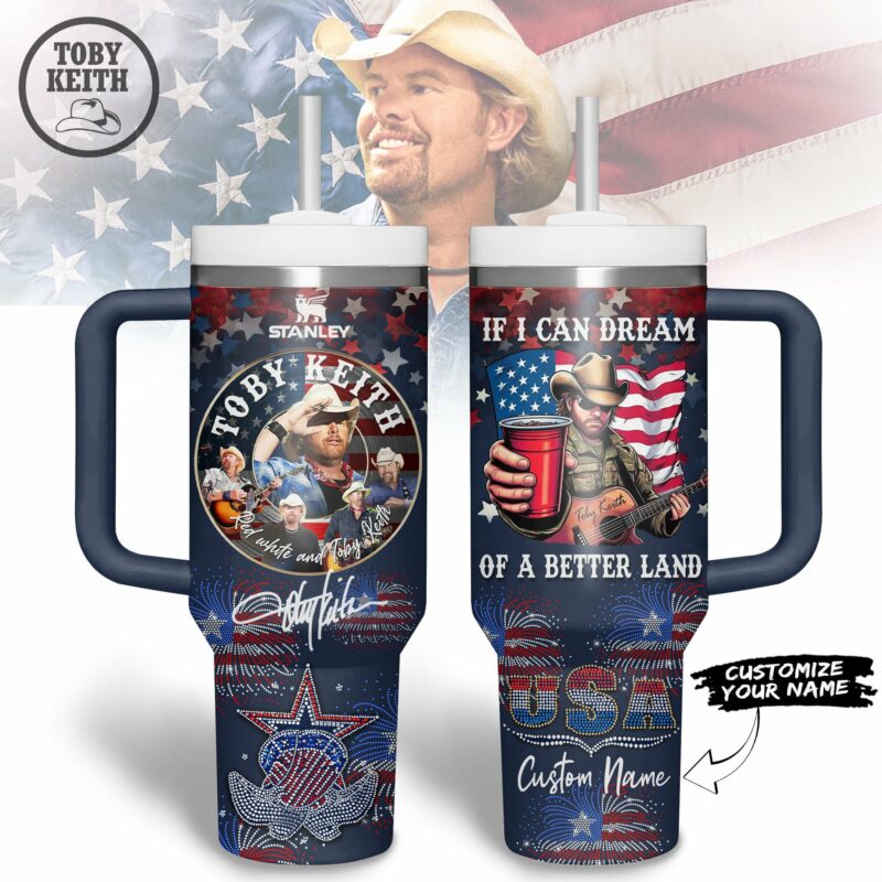 Toby Keith Music Custom Stanley Quencher 40oz Stainless Steel Tumbler With Handle - Threewoofs