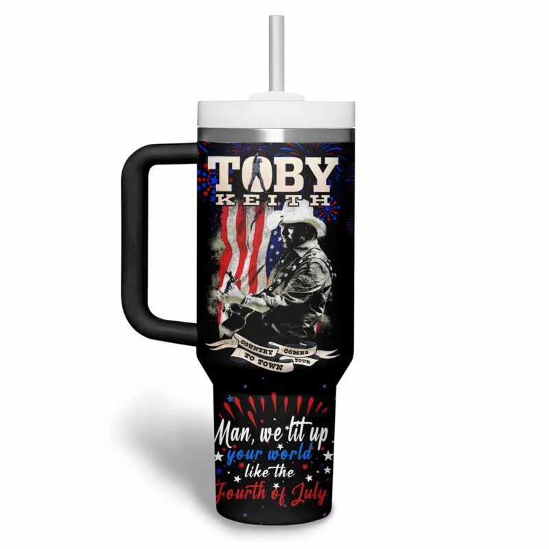 Toby Keith Music Custom Stanley Quencher 40oz Stainless Steel Tumbler With Handle - Threewoofs - Image 3