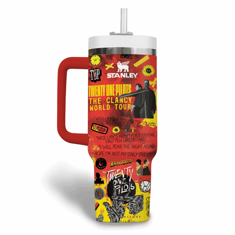 Twenty One Pilots Music Custom Stanley Quencher 40oz Stainless Steel Tumbler With Handle - Threewoofs - Image 3