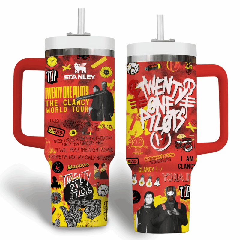 Twenty One Pilots Music Custom Stanley Quencher 40oz Stainless Steel Tumbler With Handle - Threewoofs - Image 2