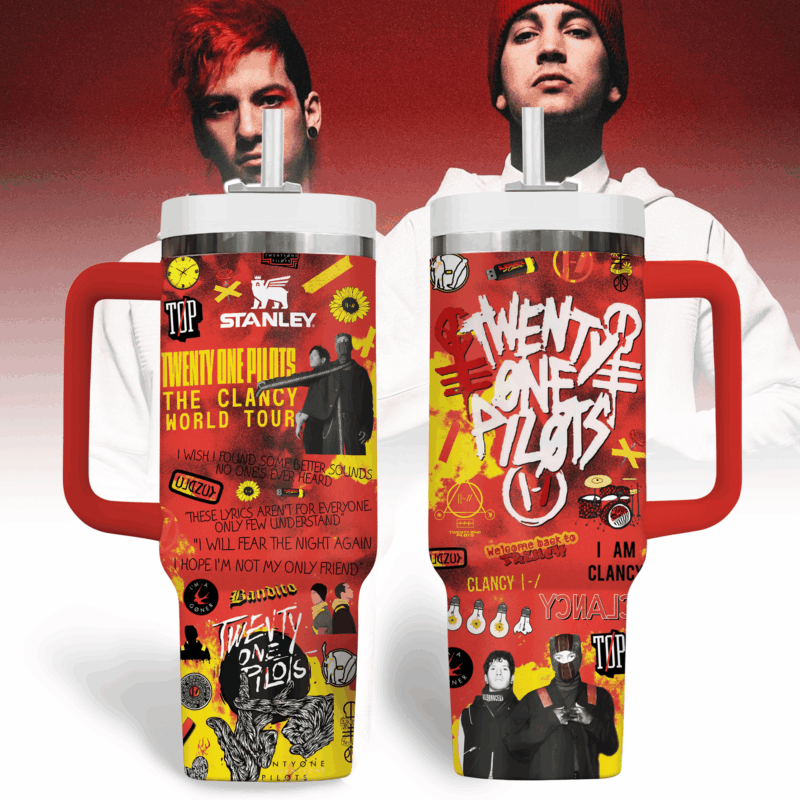 Twenty One Pilots Music Custom Stanley Quencher 40oz Stainless Steel Tumbler With Handle - Threewoofs