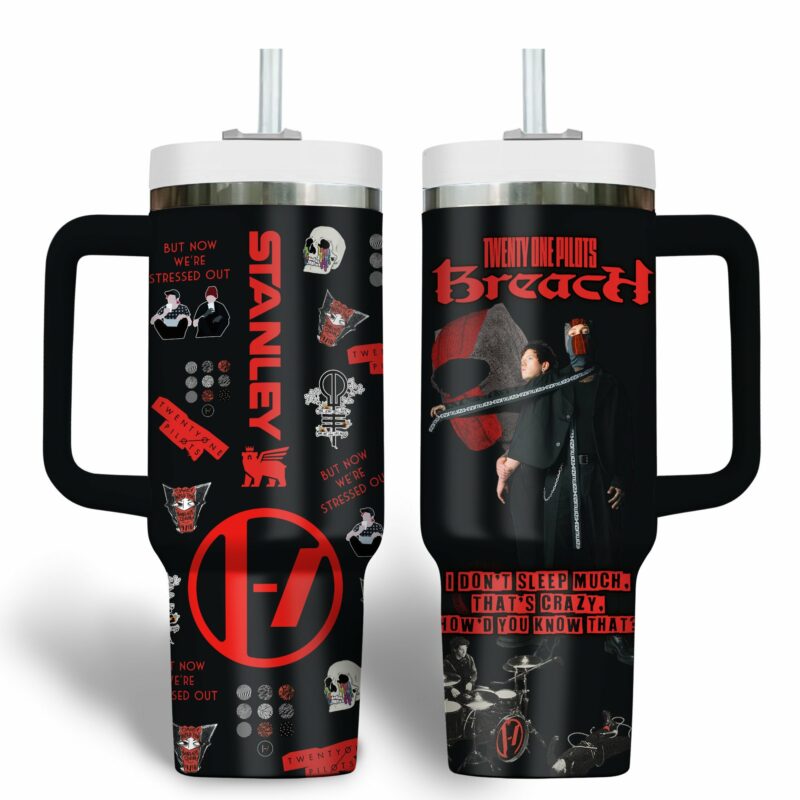 Twenty One Pilots Music Custom Stanley Quencher 40oz Stainless Steel Tumbler With Handle - Threewoofs - Image 2