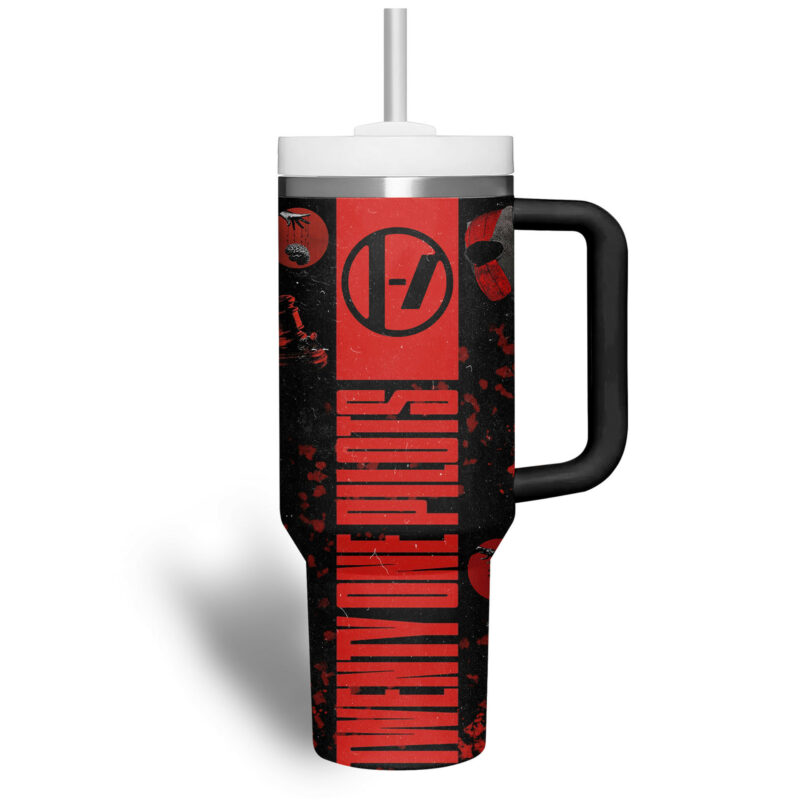 Twenty One Pilots Music Custom Stanley Quencher 40oz Stainless Steel Tumbler With Handle - Threewoofs - Image 4