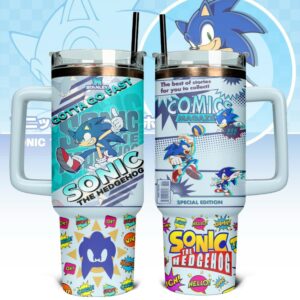 Sonic the Hedgehog Games Custom Stanley Quencher 40oz Stainless Steel Tumbler With Handle - Threewoofs