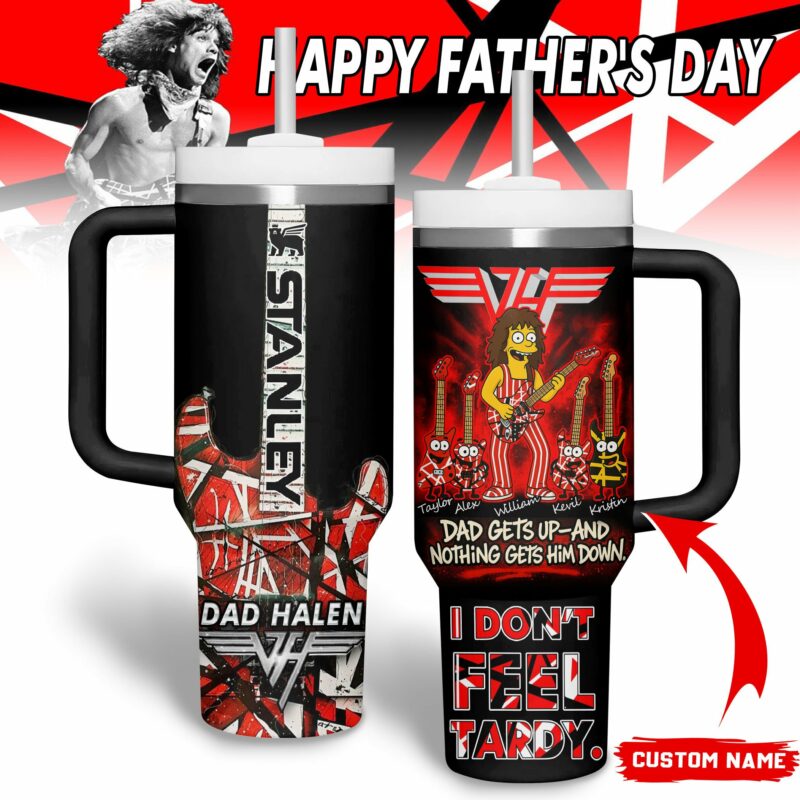 Van Halen Music Custom Stanley Quencher 40oz Stainless Steel Tumbler With Handle - Threewoofs