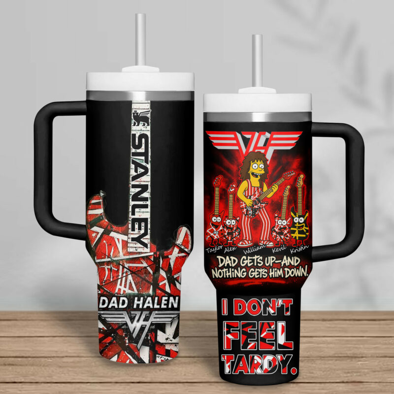 Van Halen Music Custom Stanley Quencher 40oz Stainless Steel Tumbler With Handle - Threewoofs - Image 3