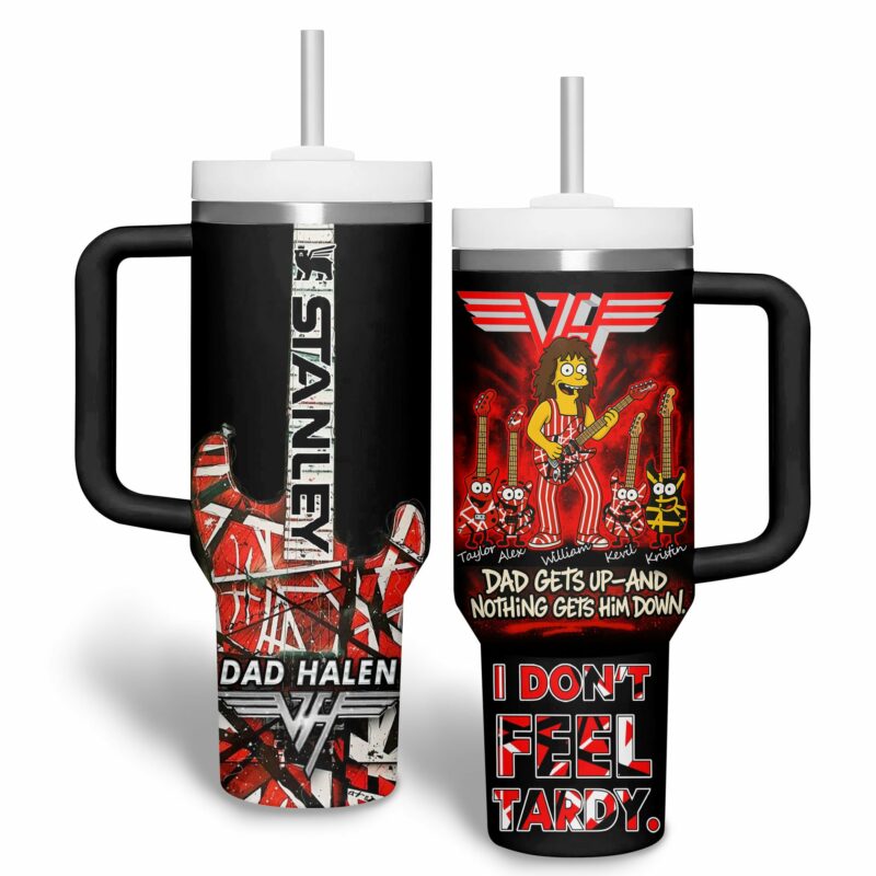 Van Halen Music Custom Stanley Quencher 40oz Stainless Steel Tumbler With Handle - Threewoofs - Image 2
