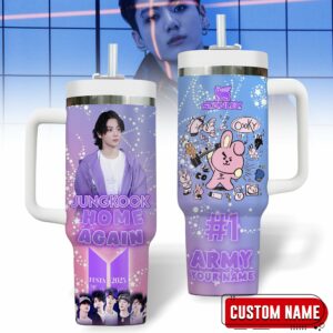 Jungkook BTS Music Custom Stanley Quencher 40oz Stainless Steel Tumbler With Handle - Threewoofs