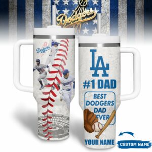Los Angeles Dodgers MLB Custom Stanley Quencher 40oz Stainless Steel Tumbler With Handle - Threewoofs