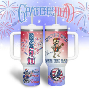 Grateful Dead Music Custom Stanley Quencher 40oz Stainless Steel Tumbler With Handle - Threewoofs