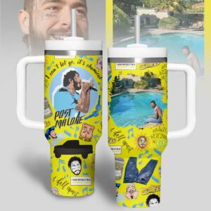 Post Malone Music Custom Stanley Quencher 40oz Stainless Steel Tumbler With Handle - Threewoofs