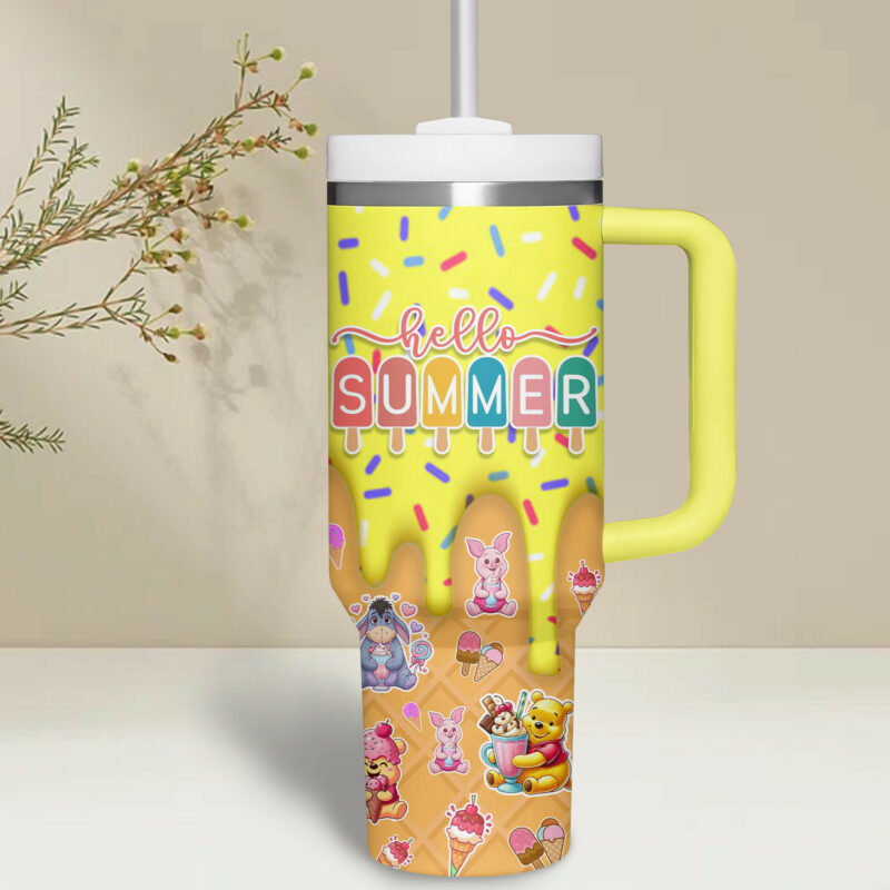 Winnie The Pooh Cartoon Custom Stanley Quencher 40oz Stainless Steel Tumbler With Handle - Threewoofs - Image 4