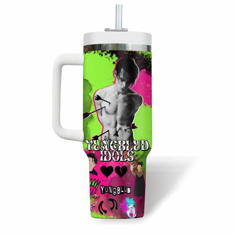 Yungblud Music Custom Stanley Quencher 40oz Stainless Steel Tumbler With Handle - Threewoofs - Image 2