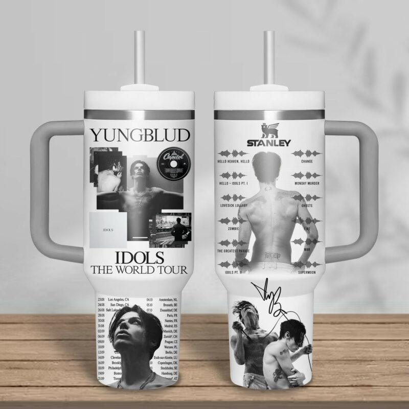 Yungblud Music Custom Stanley Quencher 40oz Stainless Steel Tumbler With Handle - Threewoofs - Image 2