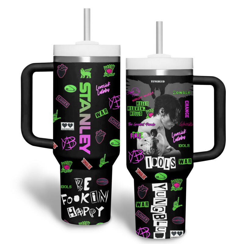 Yungblud Music Custom Stanley Quencher 40oz Stainless Steel Tumbler With Handle - Threewoofs - Image 3