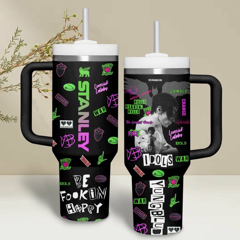 Yungblud Music Custom Stanley Quencher 40oz Stainless Steel Tumbler With Handle - Threewoofs - Image 2