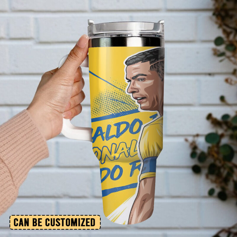 Cristiano Ronaldo CR7 Sports  Custom Stanley Quencher 40oz Stainless Steel Tumbler With Handle - Threewoofs - Image 2