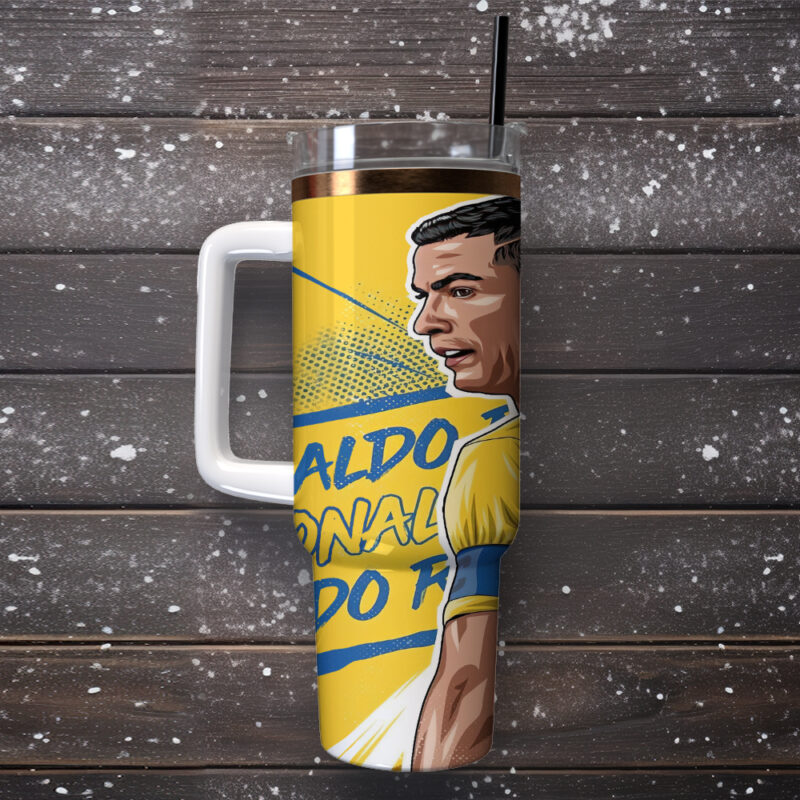 Cristiano Ronaldo CR7 Sports  Custom Stanley Quencher 40oz Stainless Steel Tumbler With Handle - Threewoofs - Image 3