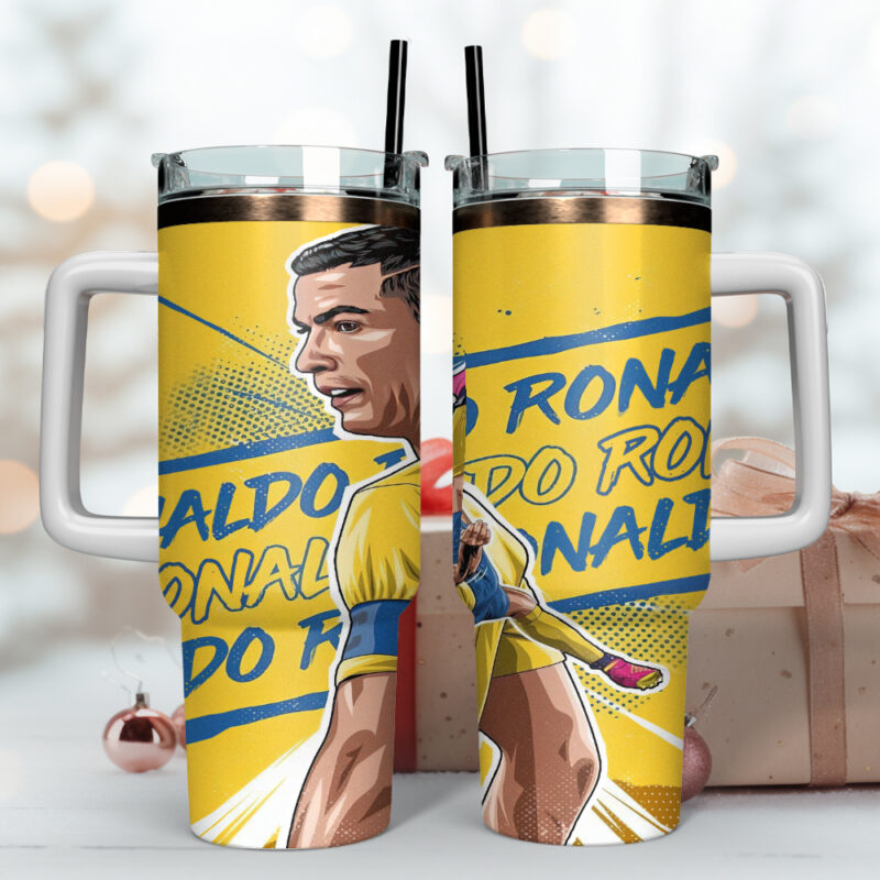 Cristiano Ronaldo CR7 Sports  Custom Stanley Quencher 40oz Stainless Steel Tumbler With Handle - Threewoofs - Image 4