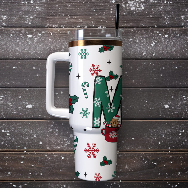 Mama Christmas Custom Stanley Quencher 40oz Stainless Steel Tumbler With Handle - Threewoofs - Image 3