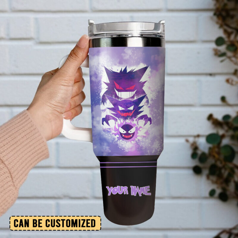 Gengar Pokemon Anime Custom Stanley Quencher 40oz Stainless Steel Tumbler With Handle - Threewoofs - Image 2