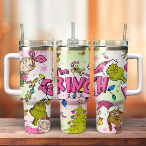 The Grinch Movies Christmas Custom Stanley Quencher 40oz Stainless Steel Tumbler With Handle - Threewoofs