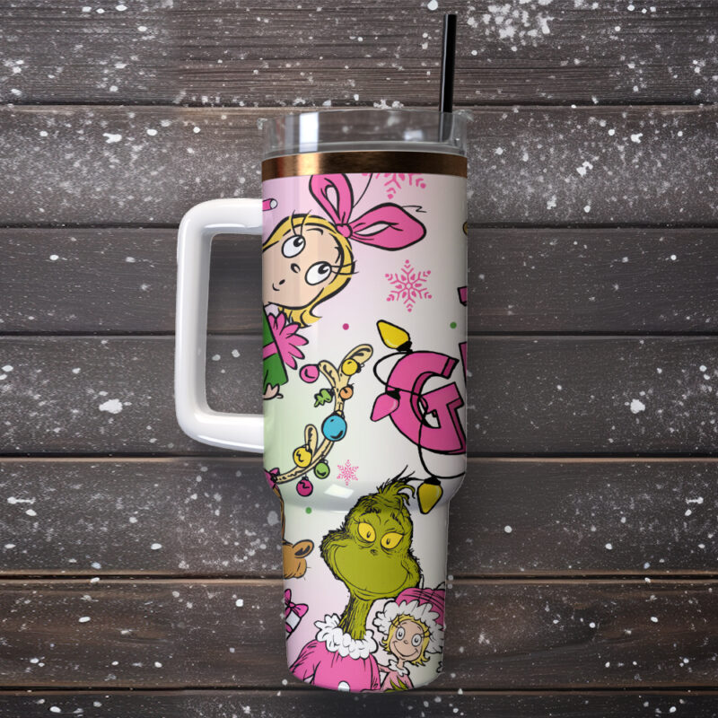 The Grinch Movies Christmas Custom Stanley Quencher 40oz Stainless Steel Tumbler With Handle - Threewoofs - Image 3