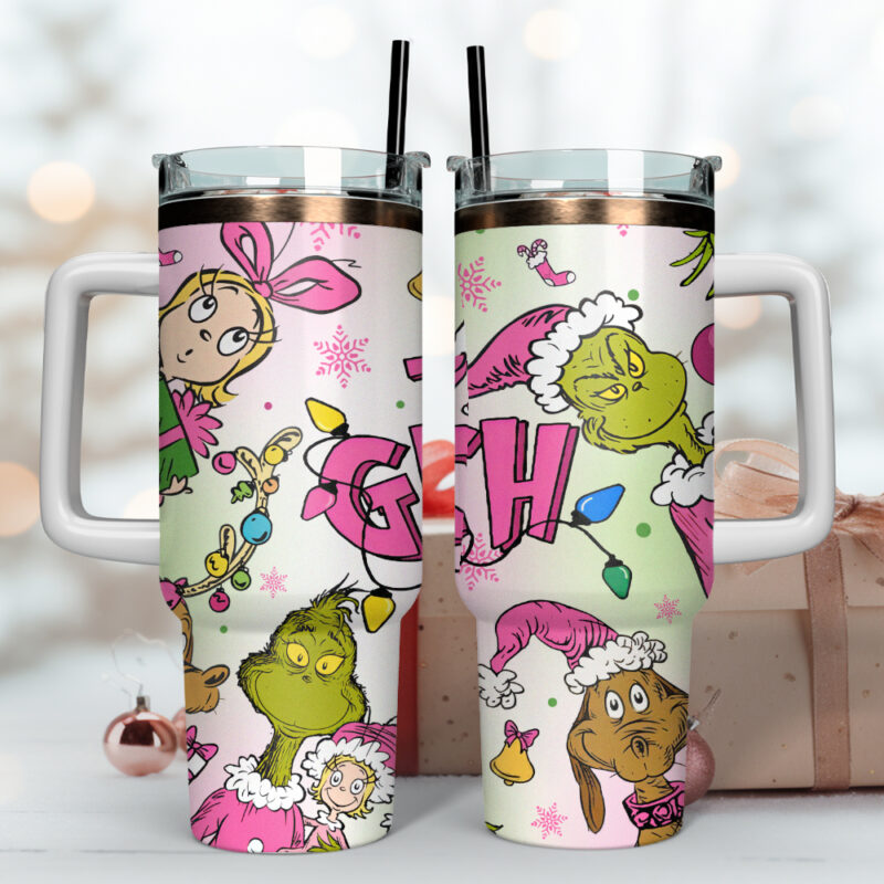 The Grinch Movies Christmas Custom Stanley Quencher 40oz Stainless Steel Tumbler With Handle - Threewoofs - Image 4