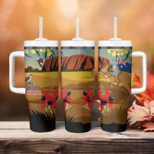 26 January One Proud Aussie Kangaroo and Koala Happy Australia Day Custom Stanley Quencher 40oz Stainless Steel Tumbler With Handle - Threewoofs
