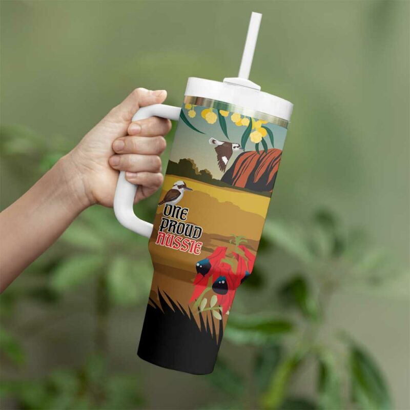 26 January One Proud Aussie Kangaroo and Koala Happy Australia Day Custom Stanley Quencher 40oz Stainless Steel Tumbler With Handle - Threewoofs - Image 4