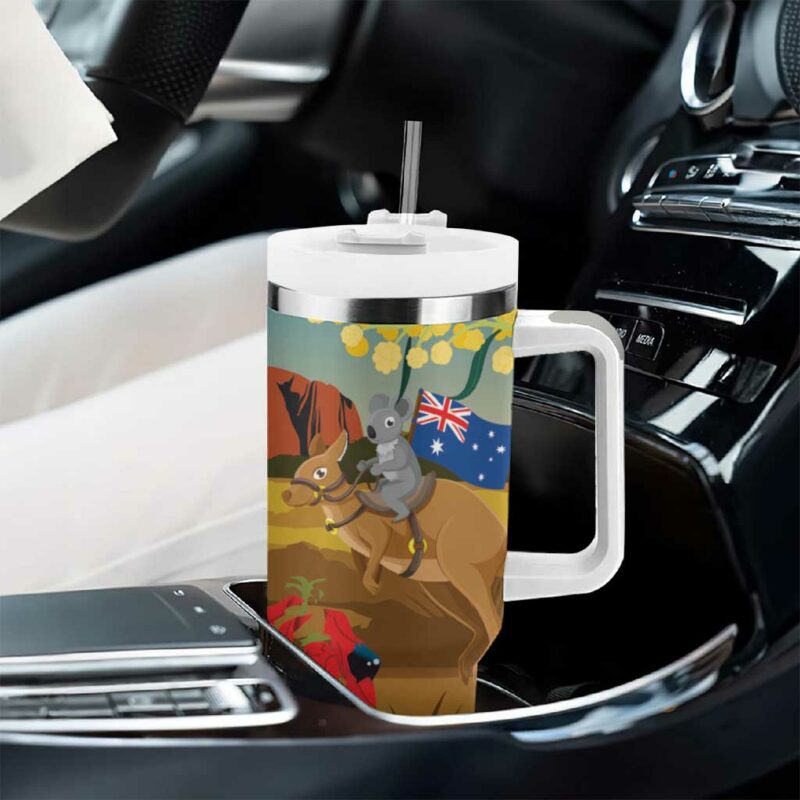 26 January One Proud Aussie Kangaroo and Koala Happy Australia Day Custom Stanley Quencher 40oz Stainless Steel Tumbler With Handle - Threewoofs - Image 8