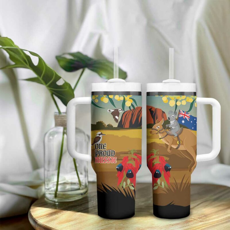26 January One Proud Aussie Kangaroo and Koala Happy Australia Day Custom Stanley Quencher 40oz Stainless Steel Tumbler With Handle - Threewoofs - Image 9