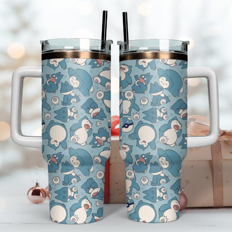 Snorlax Pokemon Anime Christmas Custom Stanley Quencher 40oz Stainless Steel Tumbler - Threewoofs - Image 2