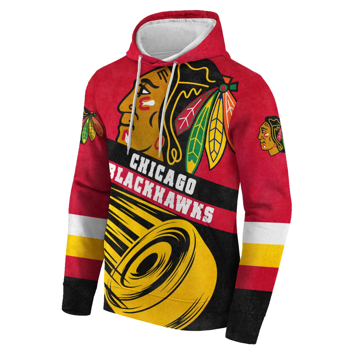 Ice Hockey Puck Chicago Blackhawks National Hockey League All Over Prints BLNHL020924CBHD - Hoodie - Image 2