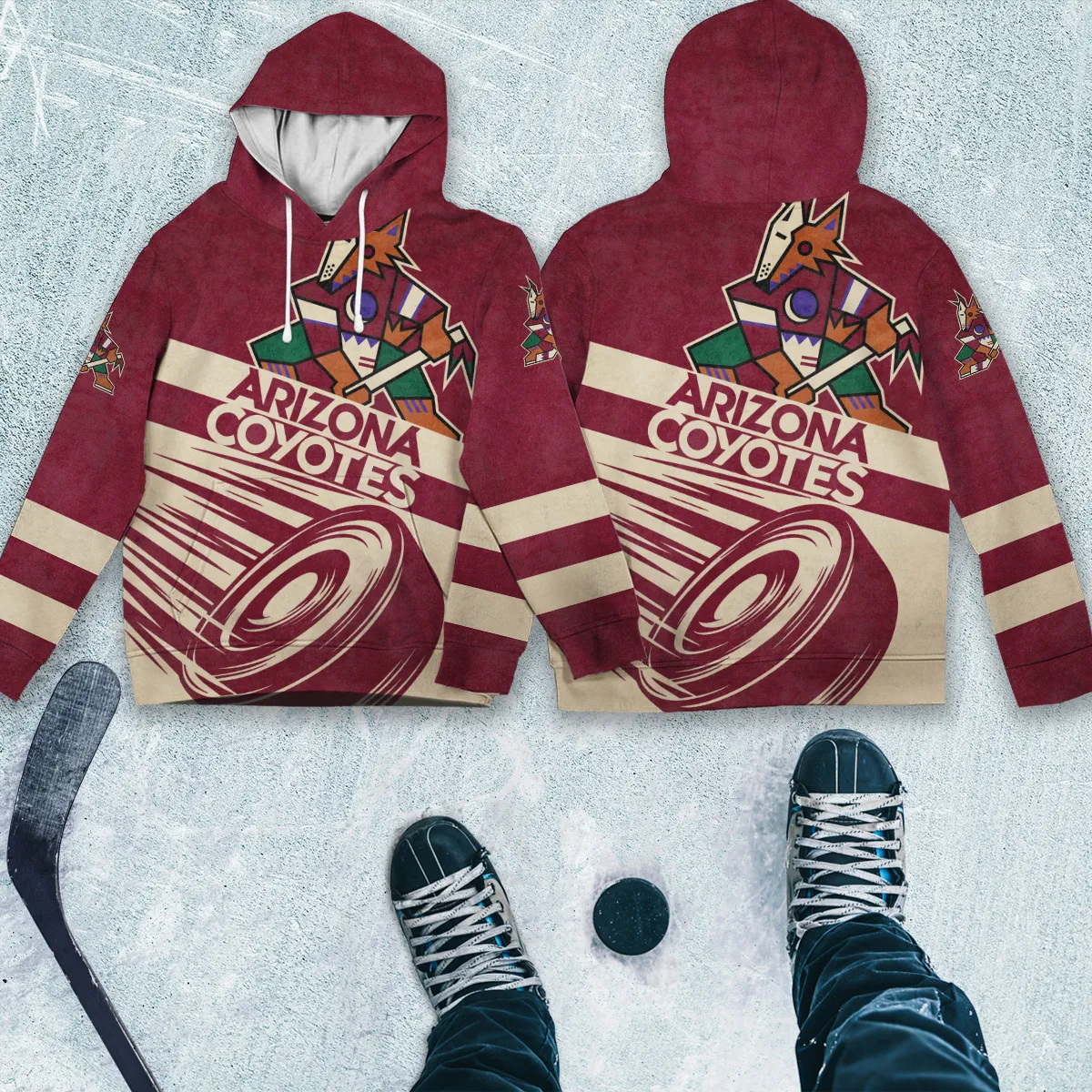 Ice Hockey Puck Arizona Coyotes National Hockey League All Over Prints BLNHL020924ACHD - Hoodie - Image 4