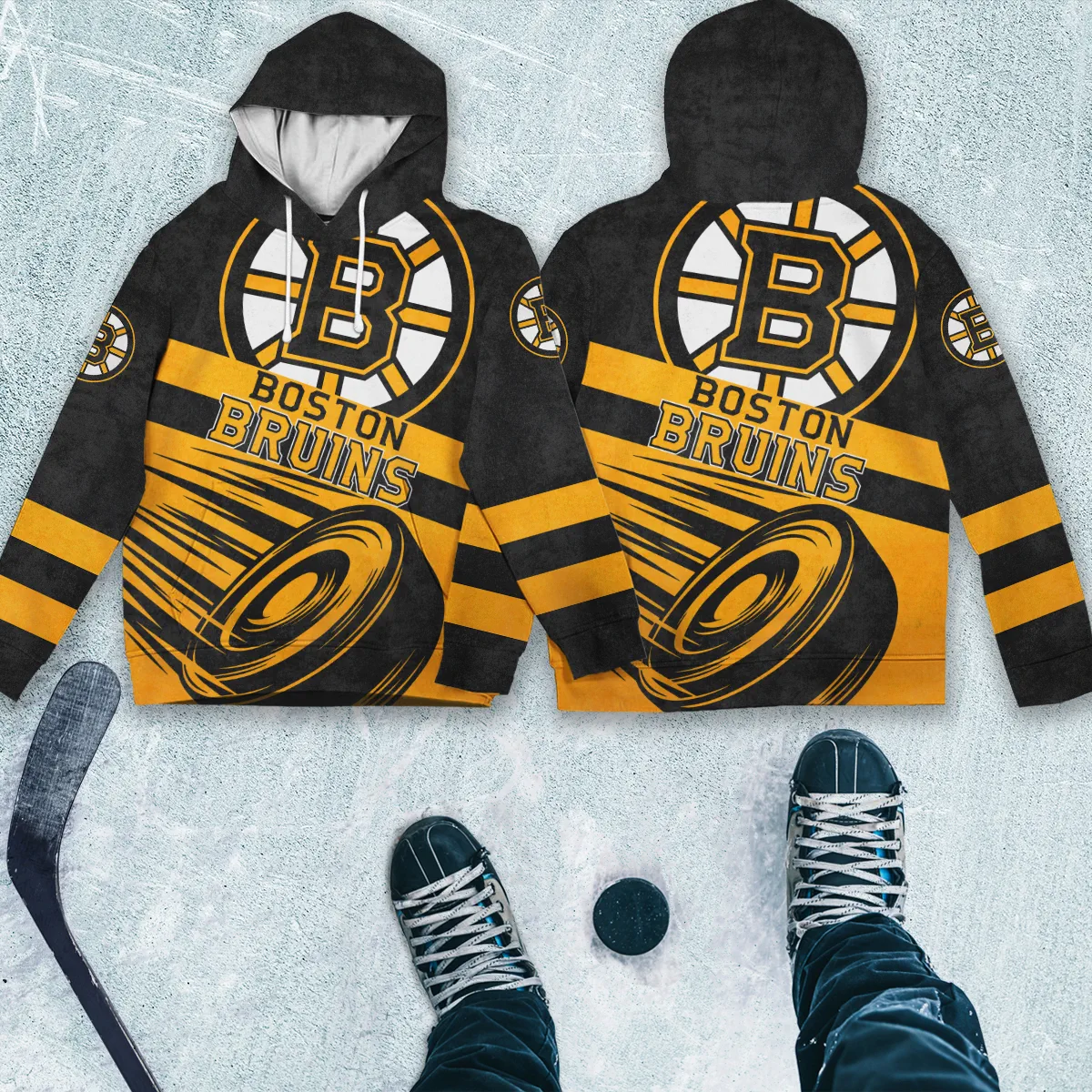 Ice Hockey Puck Boston Bruins National Hockey League All Over Prints BLNHL020924BBHD - Hoodie - Image 4