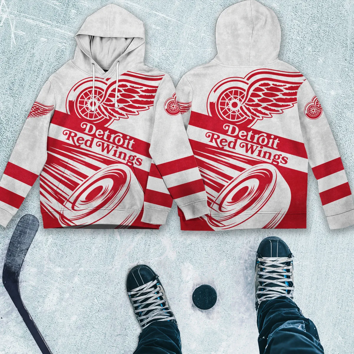 Ice Hockey Puck Detroit Red Wings National Hockey League All Over Prints BLNHL020924DRWHD - Hoodie - Image 4
