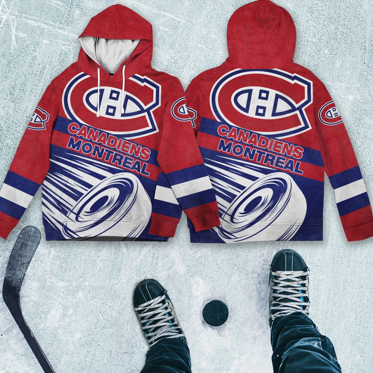 Ice Hockey Puck Montreal Canadiens National Hockey League All Over Prints BLNHL020924MCHD - Hoodie - Image 4