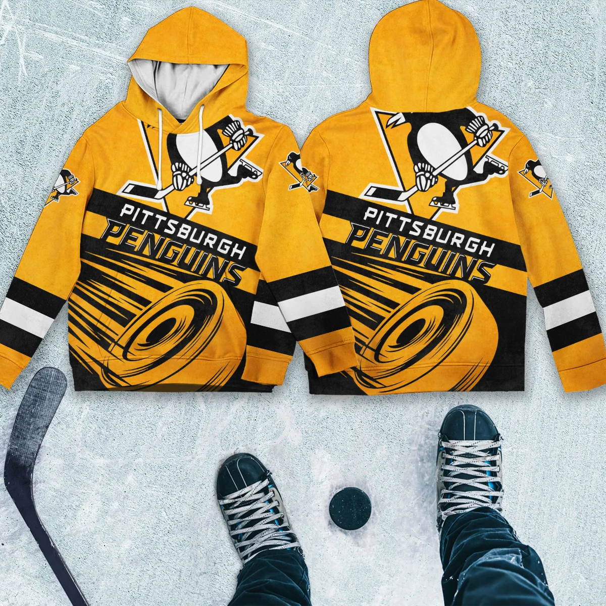 Ice Hockey Puck Pittsburgh Penguins National Hockey League All Over Prints BLNHL020924PPHD - Hoodie - Image 4