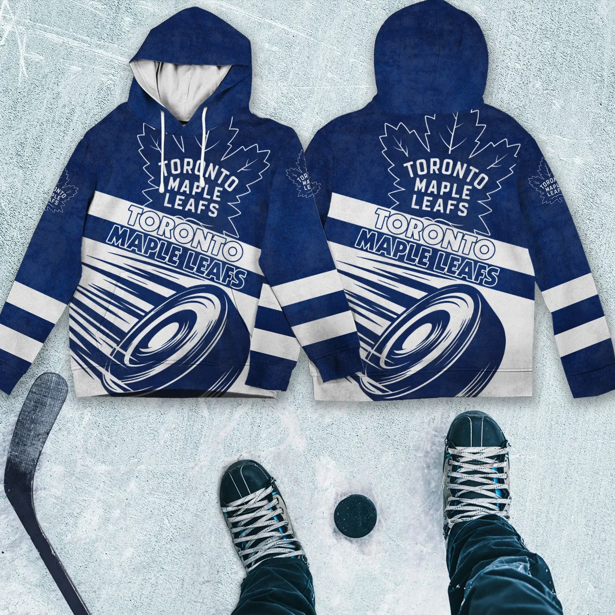 Ice Hockey Puck Toronto Maple Leafs National Hockey League All Over Prints BLNHL020924TMLHD - Hoodie - Image 4