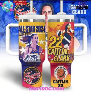Caitlin Clark All-Star 2024 NCAA Custom Stanley Quencher 40oz Stainless Steel Tumbler - Threewoofs