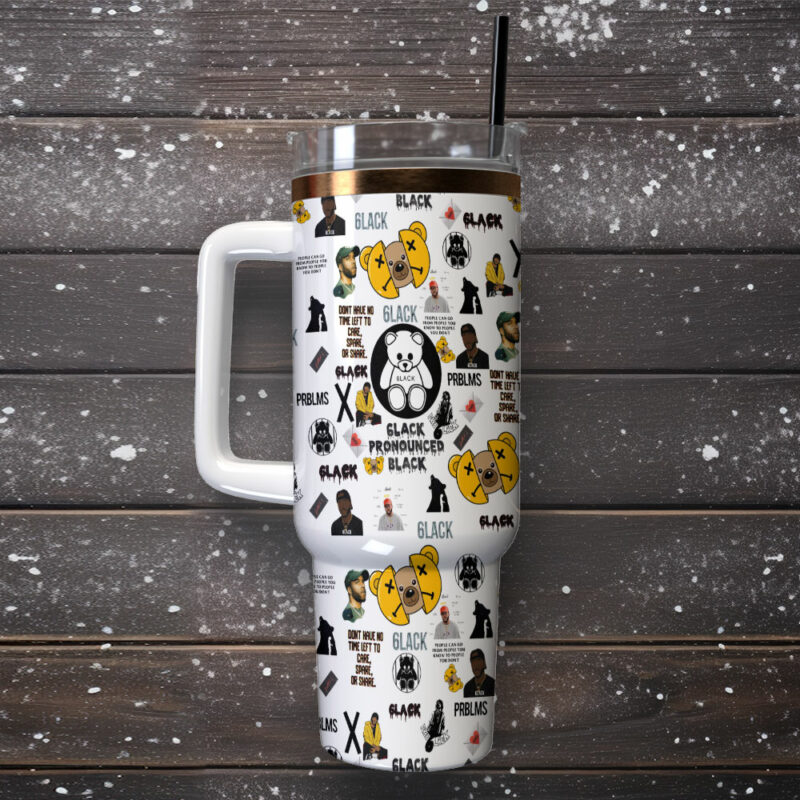 6LACK Music Custom Stanley Quencher 40oz Stainless Steel Tumbler With Handle - Threewoofs - Image 2
