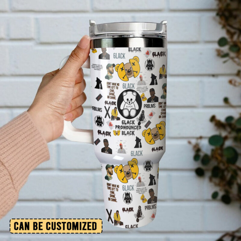 6LACK Music Custom Stanley Quencher 40oz Stainless Steel Tumbler With Handle - Threewoofs - Image 3