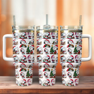Snoopy Cartoon Christmas Custom Stanley Quencher 40oz Stainless Steel Tumbler With Handle - Threewoofs