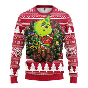 Alabama Crimson Tide Grinch Hug Ugly Christmas Sweater, Grinch Xmas Sweater, NFL Ugly Sweater
