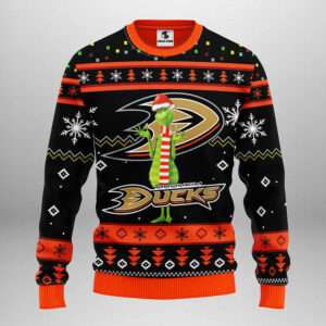 Anaheim Ducks Funny Grinch Ugly Christmas Sweater, Grinch Xmas Sweater