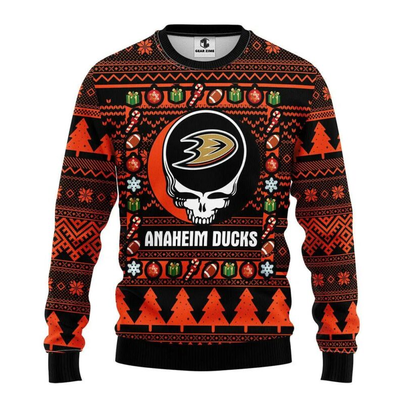 Anaheim Ducks Grateful Dead Ugly Christmas Sweater, NHL Christmas Sweater